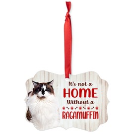 House is Not A Home Without White Chocolate Ragamuffin Cat Christmas Ornaments 2024 Aluminum Kitten Owner Gift