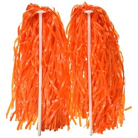 Beistle Orange Poly Shakers, 2-Count Cheerleading Poms for Sports Events, Football Game Days, Pep Rallies, Showing School Spirit, and Team Pride Celebrations, 12” x 11”, 12" x 11"