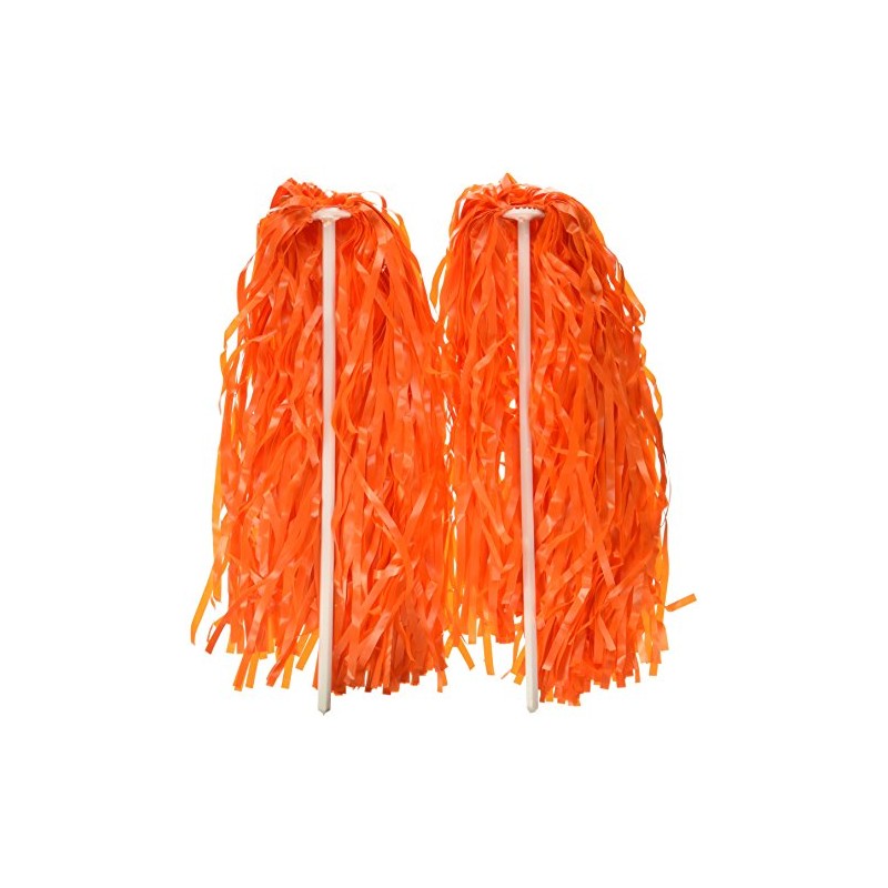 Beistle Orange Poly Shakers, 2-Count Cheerleading Poms for Sports Events,