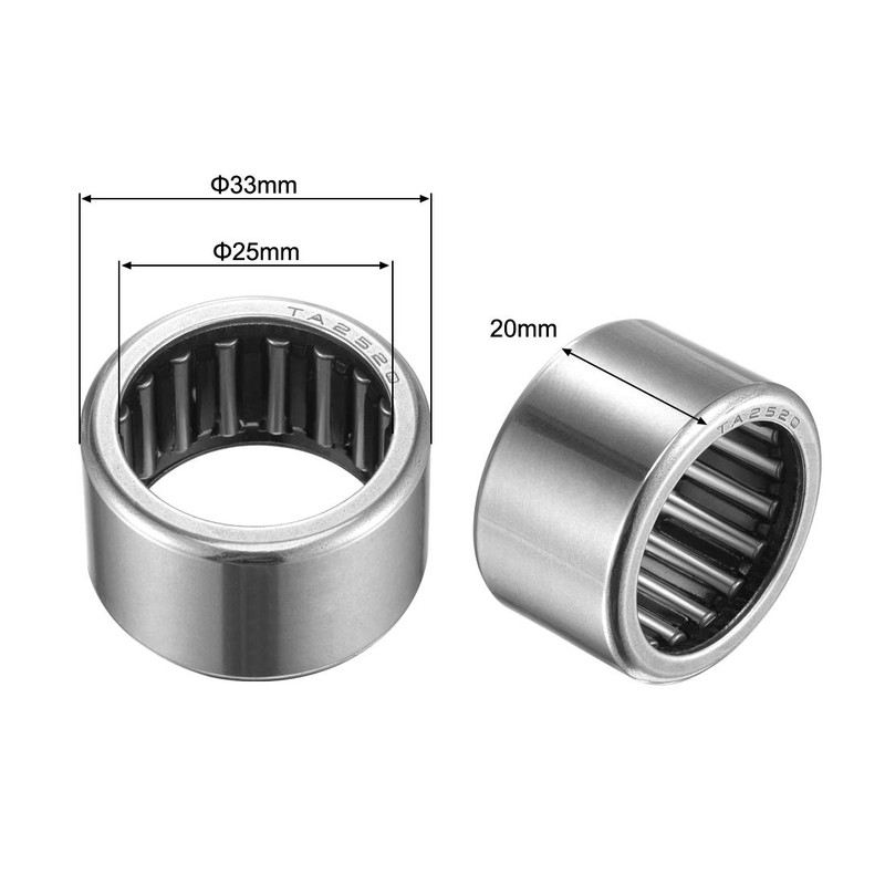 sourcing map TA2520 Needle Roller Bearings 25mm Bore 33mm OD