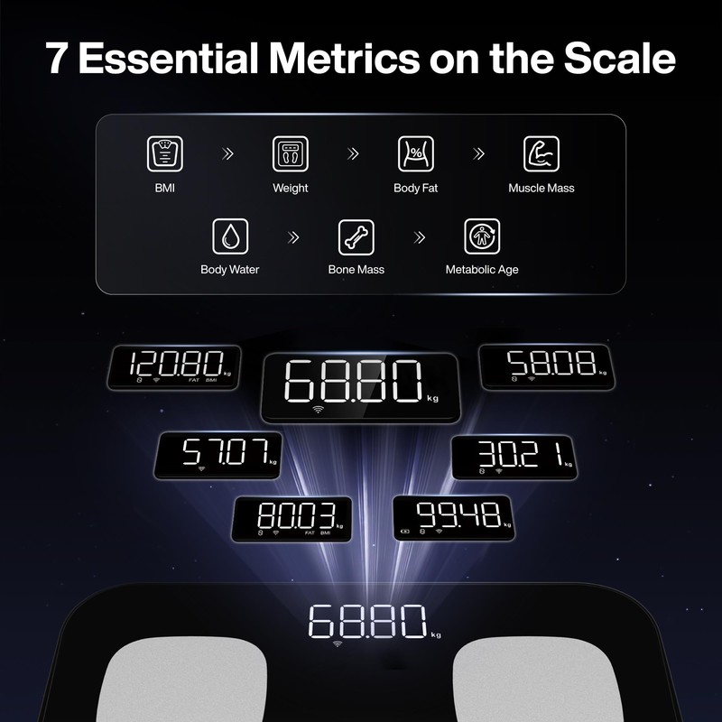 Speediance Smart Scale for Body Weight, 8-Electrode Digital Bathroom Scale