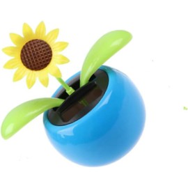 1 Pc Blue Solar Dancing Sun Flower Automotive Ornament Solar Powered Dancing Sun Flower in Colorful Swinging Animated Bobblehead Dancer Window Sun Catcher Car Dashboard Decor Portable Suncatchers