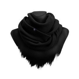 Manufaktur13 Knit Loop - Tube Scarf, Knitted Loop with Waffle Knit Pattern, Wool Scarf / Long Scarf Available in Various Colours (M13), black