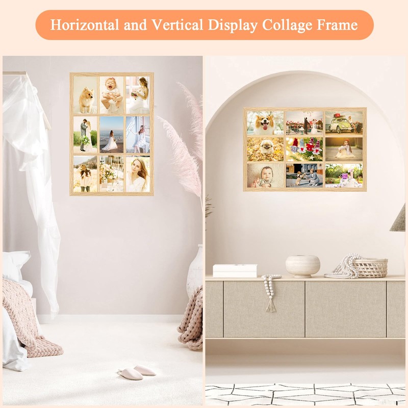 MOUDAMION 4x6 Oak Wood Picture Frames Collage Wall Decor Natural