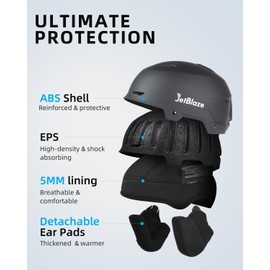 JetBlaze Ski Helmet Mens Women Universal Ski Helmet Snow Sports Helmet with Vents ABS Shell EPS Core for Skiing Snowboard Snow Helmet for Adults Universal Black Size L