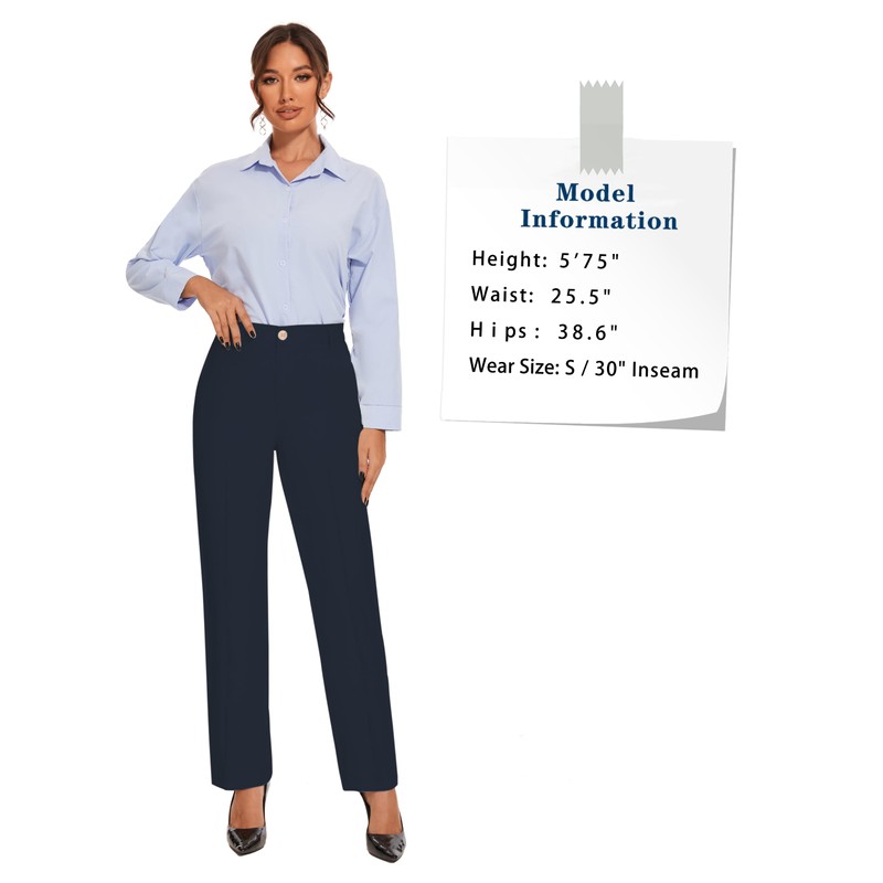 Tapata Women's 32" Linen Dress Pants Straight Leg Long Work