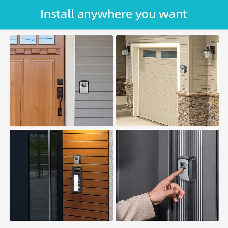 Jsdoin Key Safe Wall Mounted 4-Position Combination Key Lock Box