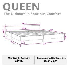 Casafoyer Bed Frame with Headboard Light Gray 59.8"x79.9" Queen Velvet