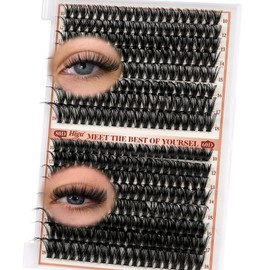 Higu Clace Cluster Lashes 10-18mm, 320PCS Individual Eyelashes, Natural Lash Clusters Wispy Cluster Lashes, Eyelash Extensions Easy to Use at Home Eyelashes Clusters (60D+80D)