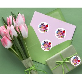 D4DREAM Thank You Teacher Labels Stickers - 36pcs Teacher Appreciation Stickers Gifts Tags 1.5" Best Teachers Ever Labels Sticker for Envelope Seal Gift Wrap Box Cards Party Decorations