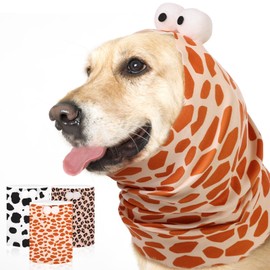 SAWMONG Dog Calming Hoodie with Ear Covers for Noise, Fireworks & Anxiety Relief, No Shake Ear Wraps, Dog Ear Muffs & Protector, Pet Grooming and Force Drying, Giraffe, X-Large