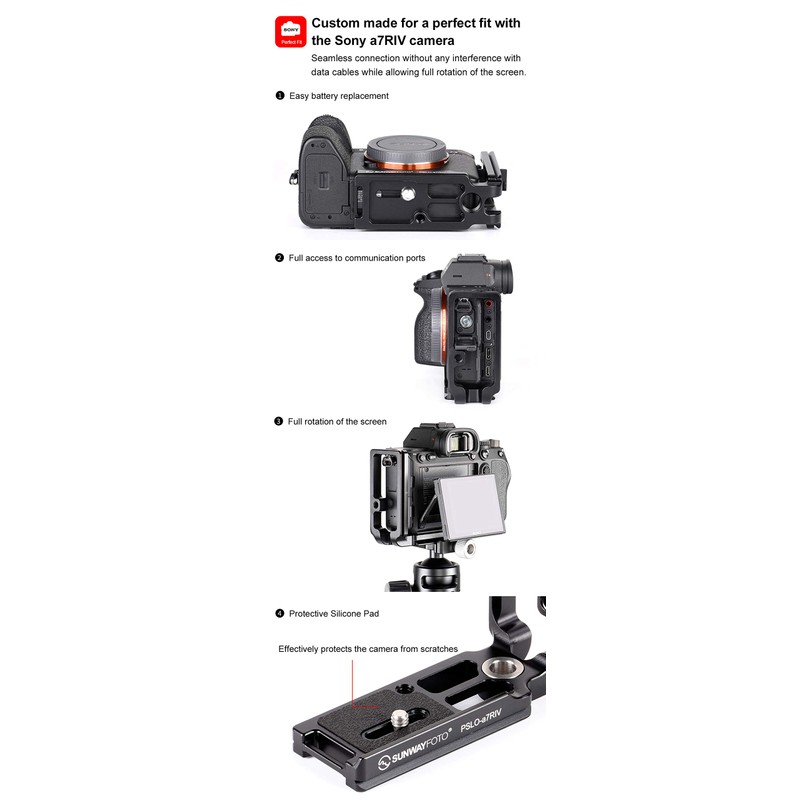 SUNWAYFOTO PSLO-A7RIV L-Bracket for Sony a7riv Arca Swiss Quick Release