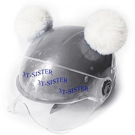 3T-SISTER Helmet Decoration for Motorcycle Helmet Bicycle Helmet Ski Helmet Fluffy Hair Decoration 2PCS