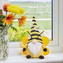 mysmartbuy.com Buzz Gonk – Freestanding Black & Yellow Bumble Bee Faceless Gonk Gnome Dwarf Elf Figurine Soft Plush Stuffed Tomte Scandinavian Novelty Home Ornament Decoration – H37 x W23 x D11cm