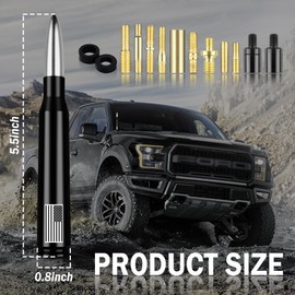 American Flag Car Bullet Antenna,Truck Exterior Decoration Accessories[New Upgrade Flag Design] Car Antenna Replacement for Car SUV Truck Most Auto Cars Antenna Accessories (Silver)
