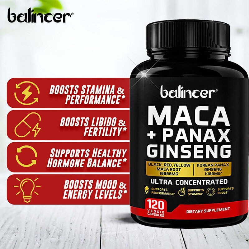 balincer Maca Ginseng Kapseln - Hochdosiert Mit 11400Mg - 120