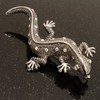 Large Vintage Diamante Lizard Brooch (Silver Tone)