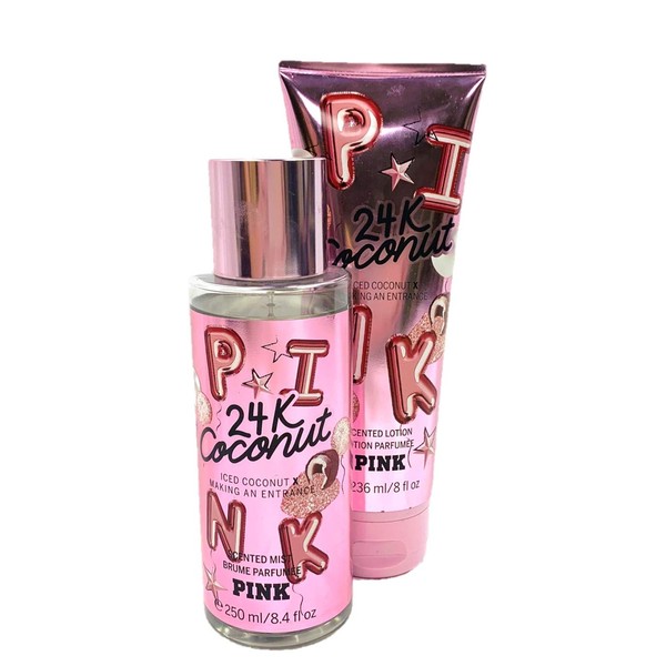 Victoria's Secret Pink 24K Coconut Bundle 2 Items: Full Size Scented Mist and Lotion