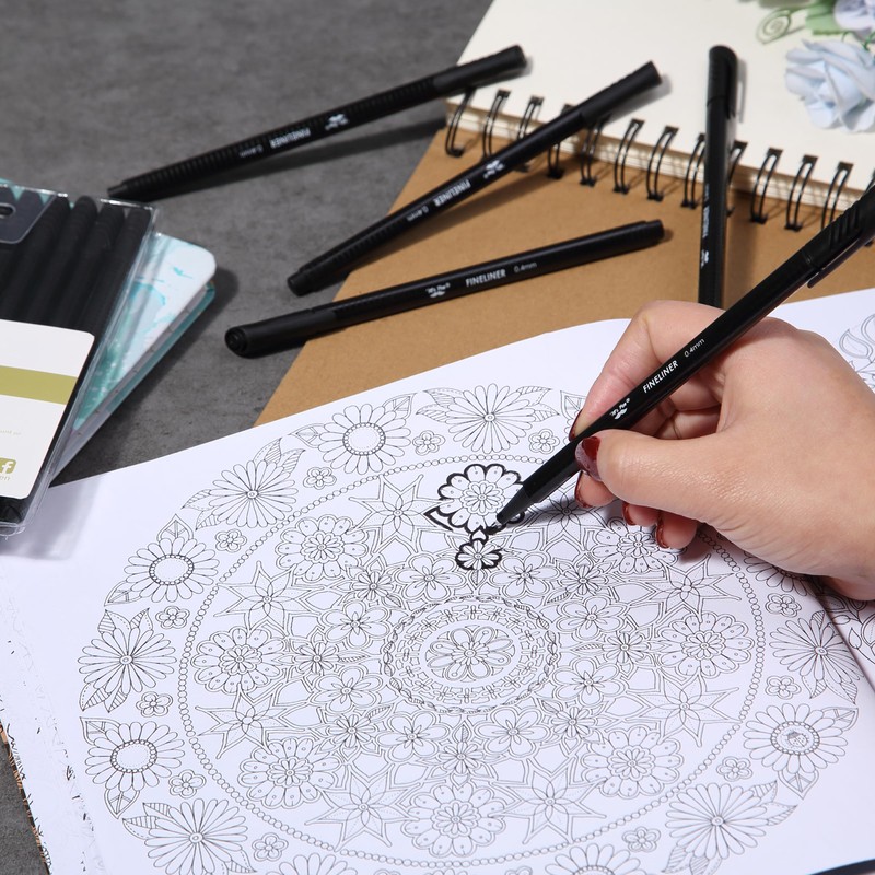 Mr. Pen- Fineliner Pens Black, 12 Pack, Ergonomic Triangular Barrels,