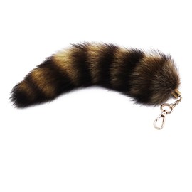 WaTudouYe Plush-Fox Tail Keychain Furry Racoon Tail Keyring Keychain 28cm Animal Tail Key-Pendant Pompoms Keyring Holder Bag-Decor