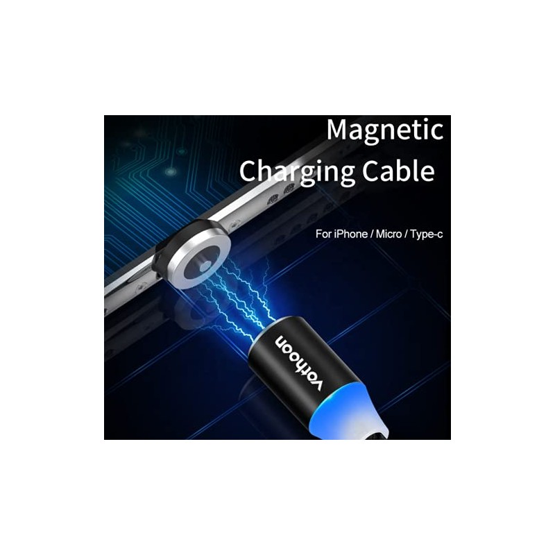 3 in 1 Magnetic Phone Charger, Micro USB, USB-C, iOS,