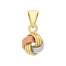 CARISSIMA Women's 9 ct 3 Colour Gold with Textured and Polished 4 Way Knot Pendant - CHAIN NOT INCLUDED