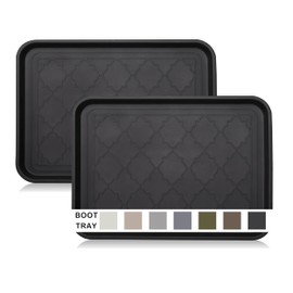 Boot Tray for Entryway Indoor, Heavy Duty Shoe Mat Tray 2 Packs, 16.7"x12.8" Waterproof Shoe Tray with Raised Edge, Outdoor Multi-Purpose Tray for Boots, Shoes, Garden, Pets