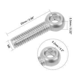 sourcing map M6 x 25mm Machinery Shoulder Swing Lifting Eye Bolt 304 Stainless Steel Metric Thread 8pcs
