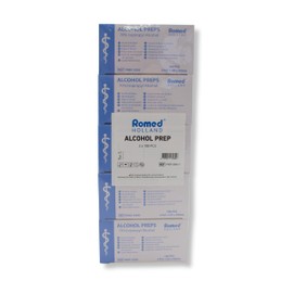 Romed Alcohol Swabs 65 x 30 mm, 2-Ply, Economy Set 5 x 100 Pieces, Hygienically Sealed (1 Set = 1 x 5 x 100 Pieces)