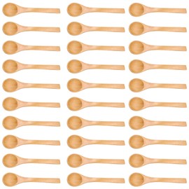 30pcs Mini Natural Wooden Children Spoon Kitchen Condiment Tool