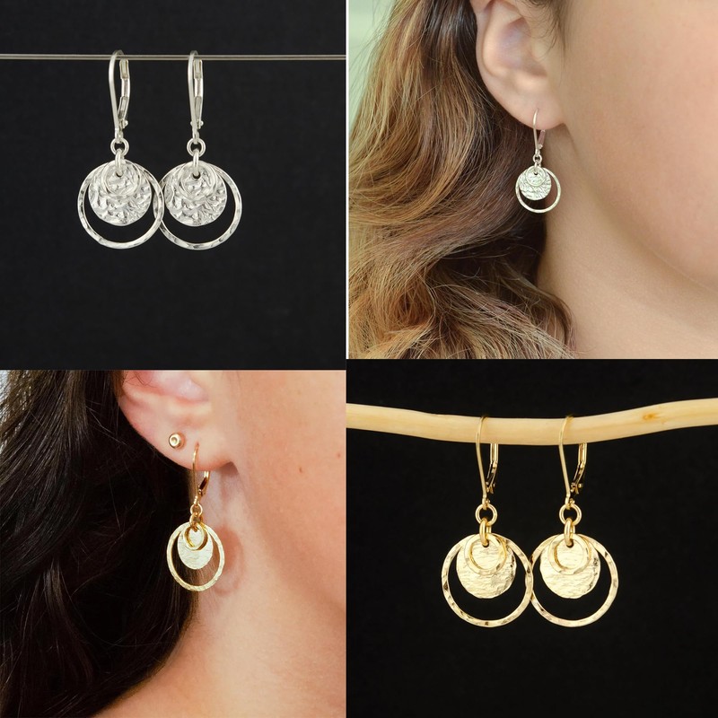 14K Gold Earrings for Women Trendy Hypoallergenic Drop Disc Circle