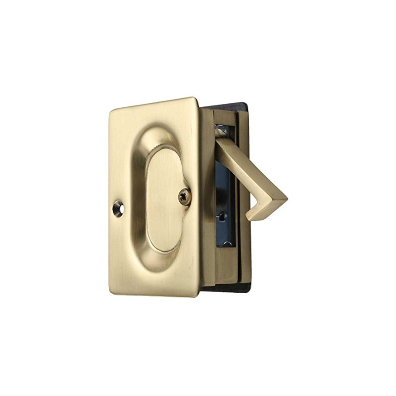 Premium Quality Mid-Century Pocket Door Passage Set in Antique Brass