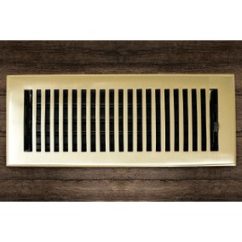 Madelyn Carter 2 x 12 Cast Brass Contemporary Vent Cover with Damper - Polished Brass (Overall: 3.75 x 13.5) | Floor Register and Wall Register