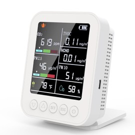 BIMOZ 7-in-1 Air Quality Monitor Indoor, Real-Time Air Quality Tester PM2.5, PM10, CO2, Formaldehyde, TVOC, Temperature& Humidity Tracker, Air Quality Tester - Room Air Monitor