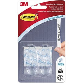 Command 17091CLR UU001540556 Pack of 2 Medium Hooks with Strips, Clear, Colourless, Standard, Set of 2 Pieces