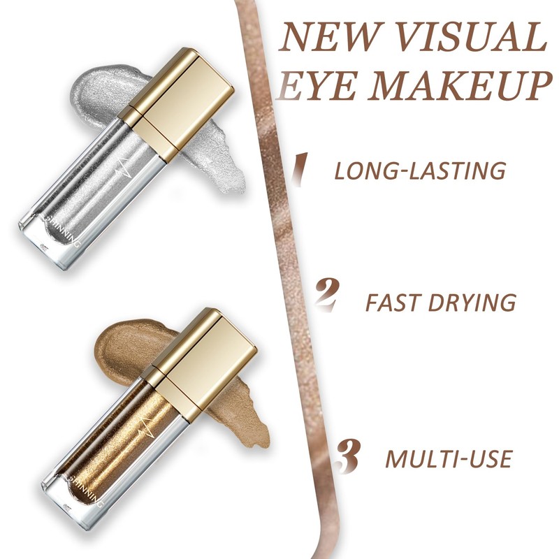 2PCS Metallic Liquid Eyeshadow Set – Glitter Gold & Starry