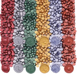 600Pcs Wax Seal Beads, Christmas Sealing Wax Beads for Wax Seal Stamp, Red Green Gold Wax Seal Beads Set with 6 Colors Perfect for Christmas Gift Sealing, Letter Sealing (Classic)