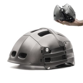 Overade Plixi Faltbarer Helm für Fahrräder, Elektroroller, E-Bikes - Volumen durch 3 geteilt - Gleicher Schutz wie ein klassischer Helm - Grau S/M
