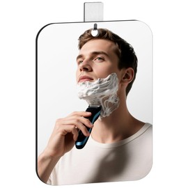 CEUQIESO Shower Mirror Fogless for Shaving, 7.87×9.45inch Unbreakable Plexiglass Shower Mirror for Shaving Men and Women with 1 Adhesive Hook, Fog Free Small Wall Mirror for Shower Travel