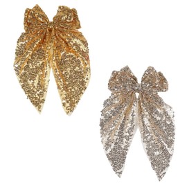 NUOSYI sequin bows clips for kids girls women 2pcs (mixed, one size)