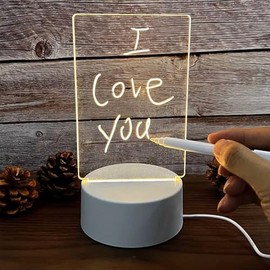 Dogeanu Message Note Board Lamp with 3D DIY Acrylic Panel, Erasable Marker Pen Included, LED Glowing Light-Up Board for Writing for Her Couple Gift Adorable Gift for Him Suprise Her
