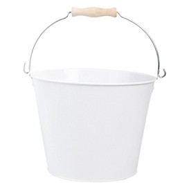 Esschert Design USA White Metal Bucket with Wood Handle (RD23)