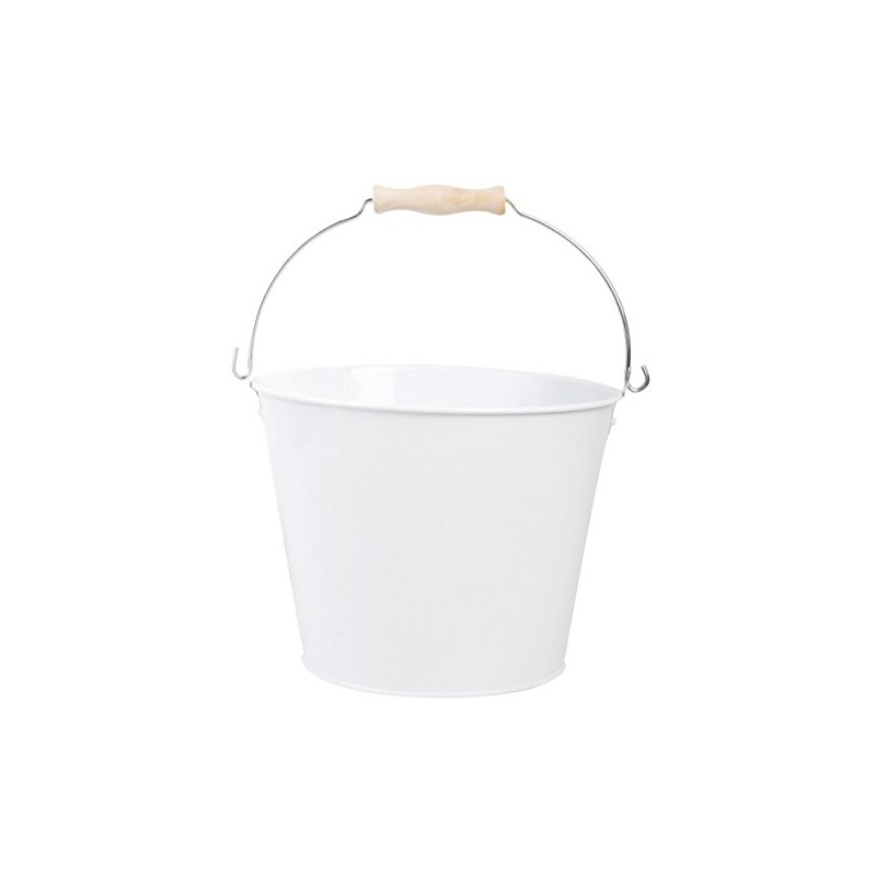 Esschert Design USA White Metal Bucket with Wood Handle (RD23)