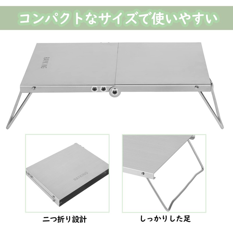 RAYKING Outdoor Table, Mini Low Table, Camping Table, 2-fold, Compact