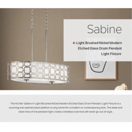 Kichler 4-Light Oval PENDANT Ceiling LIGHT Brushed Nickel Finish 26in # 0729654