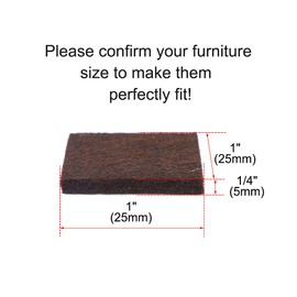 uxcell 24pcs Furniture Felt Pads Square 1" Self-stick Non-slip Anti-scratch Pads for Sofa Cabinet Chair Feet Floor Protector Brown