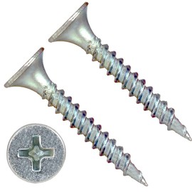 TERF® Drywall Fine Thread Sharp Point Zinc Screws 3.5 X 60mm Phillips Flat Countersunk Zinc Screws For Drywall Plasterboard Wood and other similar types Screw Size 3.5 X 60mm - Pack of 100