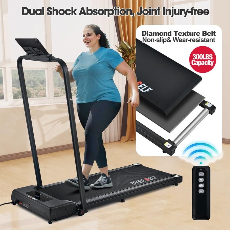 OVER SELF Foldable Walking Mat 6.2MPH 2-in-1 Portable Treadmill with