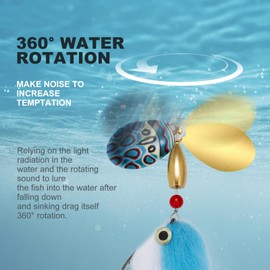 Pike Musky Walleye Fishing Lure Spinnerbait with Feathered Hooks Rooster Tail Fishing Lures Spoon Lures Baits with Tackle Box (Style B-Red)