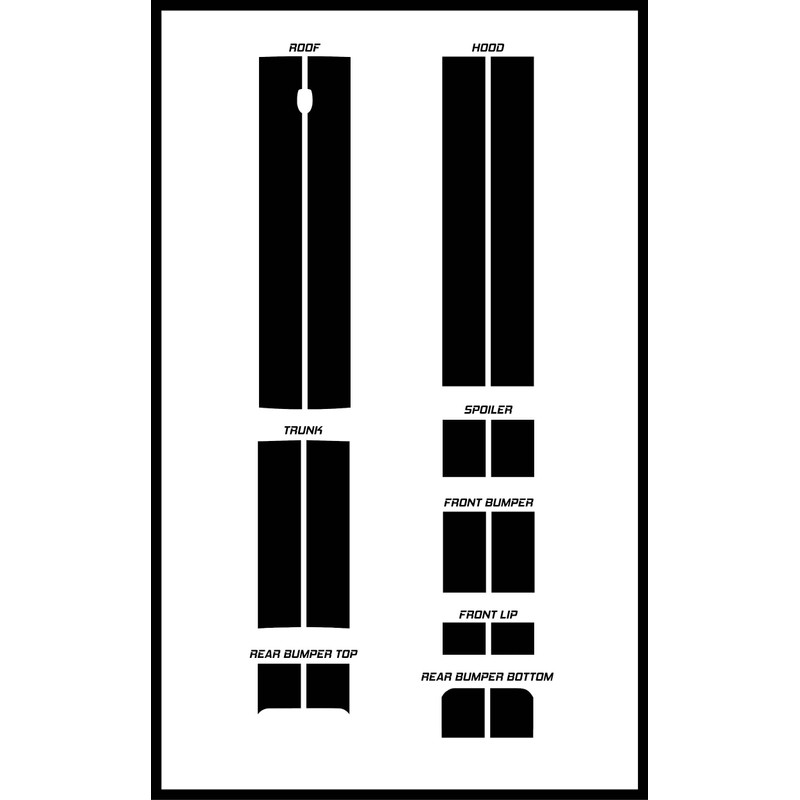 Dual 8" Racing Stripes Air Release Self Healing Vinyl fits